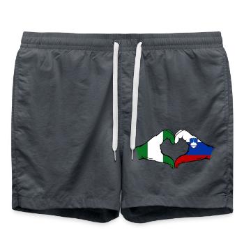 Nigeria Slovénie Drapeau Mains Coeur Forme - Short de bain - charbon - Devant - AI Model Male 185 light (185cm)
