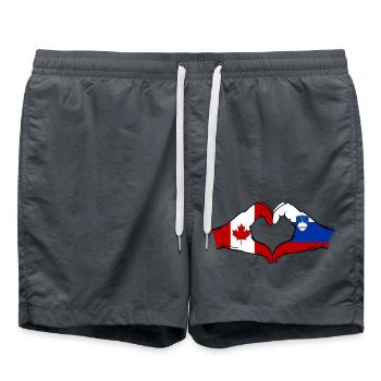 Canada Slovénie Drapeau Mains Coeur Forme - Short de bain - charbon - Devant - AI Model Male 185 light (185cm)