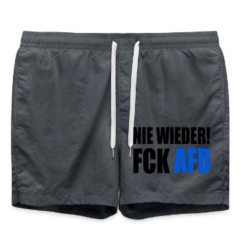 Fuck afd - Nie wieder ist jetzt - Badeshorts - Anthrazit - Vorne - AI Model Male 185 light (185cm)