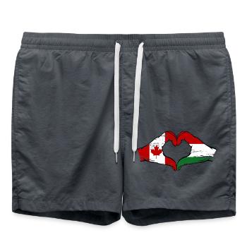 Canada Hongrie Drapeau Mains Coeur Forme Utilisé - Short de bain - charbon - Devant - AI Model Male 185 light (185cm)