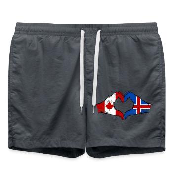 Canada Iceland Flag Hands Heart Shape Used - Swim Trunks - anthracite - Front - AI Model Male 185 light (185cm)