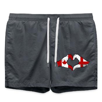 Canada Angleterre Drapeau Mains Coeur Forme Utilisé - Short de bain - charbon - Devant - AI Model Male 185 light (185cm)