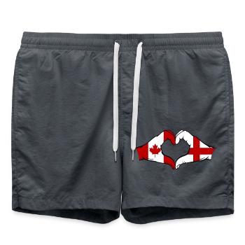 Canada Angleterre Drapeau Mains Coeur Forme - Short de bain - charbon - Devant - AI Model Male 185 light (185cm)