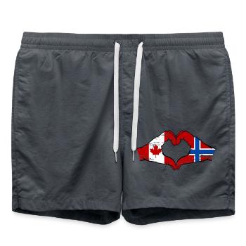 Canada Norway flag hands heart shape used - Swim Trunks - anthracite - Front - AI Model Male 185 light (185cm)