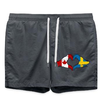 Canada Sweden Flag Hands Heart Shape Used - Swim Trunks - anthracite - Front - AI Model Male 185 light (185cm)