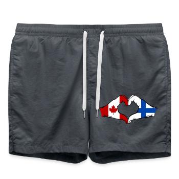 Kanada Finnland Flagge Hände Herzform - Badeshorts - Anthrazit - Vorne - AI Model Male 185 light (185cm)