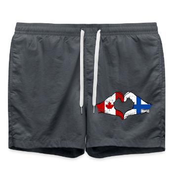 Kanada Finnland Flagge Hände Herzform used - Badeshorts - Anthrazit - Vorne - AI Model Male 185 light (185cm)