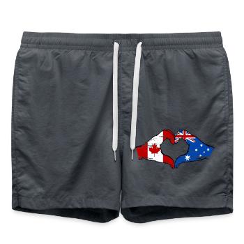Canada Australie Drapeau Mains Coeur Utilisé - Short de bain - charbon - Devant - AI Model Male 185 light (185cm)