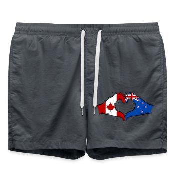 Drapeau du Canada Nouvelle-Zélande Mains Forme de Coeur - Short de bain - charbon - Devant - AI Model Male 185 light (185cm)