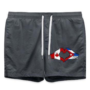 Canada Cuba drapeau mains forme coeur utilisé - Short de bain - charbon - Devant - AI Model Male 185 light (185cm)