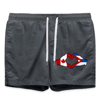 Kanada Kuba Flagge Hände Herzform - Badeshorts - Anthrazit - Vorne - AI Model Male 185 light (185cm)