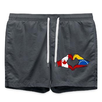 Canada Venezuela drapeau mains forme de coeur utilisé - Short de bain - charbon - Devant - AI Model Male 185 light (185cm)