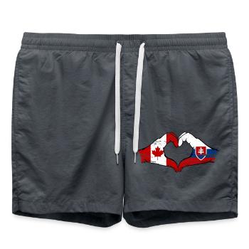 Canada Slovaquie drapeau mains coeur utilisé - Short de bain - charbon - Devant - AI Model Male 185 light (185cm)