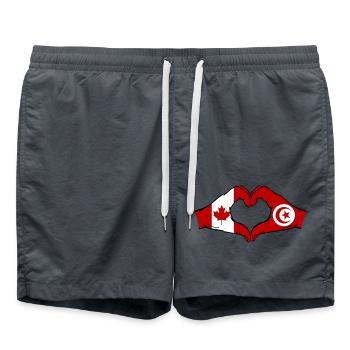 Canada Tunisia Flag Hands Heart Shape - Swim Trunks - anthracite - Front - AI Model Male 185 light (185cm)