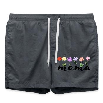 Maman - Fleurs Fête des Mères Maman - Short de bain - charbon - Devant - AI Model Male 185 light (185cm)