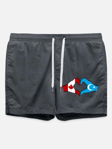 Canada Uyghur Flag Heart Shape - Swim Trunks - anthracite