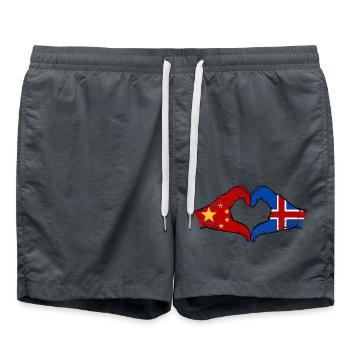 Aiguilles drapeau de l’île de Chine en forme de coeur utilisé - Short de bain - charbon - Devant - AI Model Male 185 light (185cm)