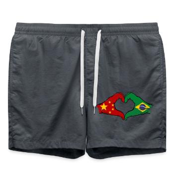 China Brasilien Flagge Hände Herzform used - Badeshorts - Anthrazit - Vorne - AI Model Male 185 light (185cm)