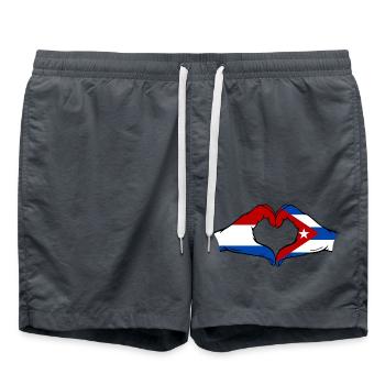 Holland Cuba Flag Hands Heart Shape - Swim Trunks - anthracite - Front - AI Model Male 185 light (185cm)