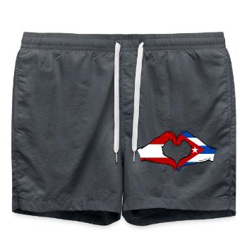 Österreich Kuba Flagge Hände Herzform - Badeshorts - Anthrazit - Vorne - AI Model Male 185 light (185cm)