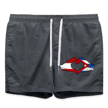 Austria Cuba Flag Hands Heart Shape Used - Swim Trunks - anthracite - Front - AI Model Male 185 light (185cm)