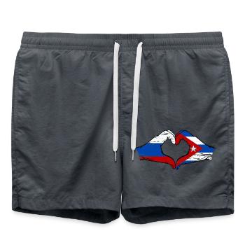 Russie Cuba drapeau mains forme de coeur utilisé - Short de bain - charbon - Devant - AI Model Male 185 light (185cm)