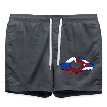Russie Cuba Drapeau Mains Coeur Forme - Short de bain - charbon - Devant - AI Model Male 185 light (185cm)