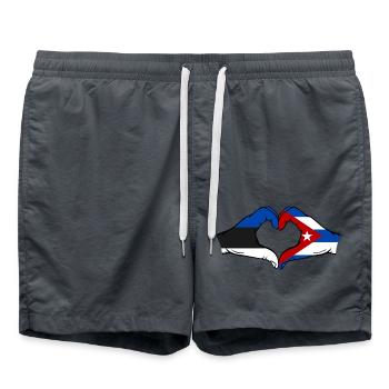 Estland Kuba Flagge Hände Herzform - Badeshorts - Anthrazit - Vorne - AI Model Male 185 light (185cm)