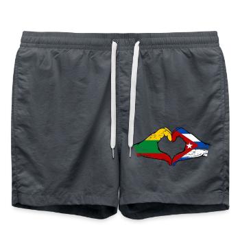 Lituanie Cuba Drapeau Mains Coeur Forme Utilisé - Short de bain - charbon - Devant - AI Model Male 185 light (185cm)