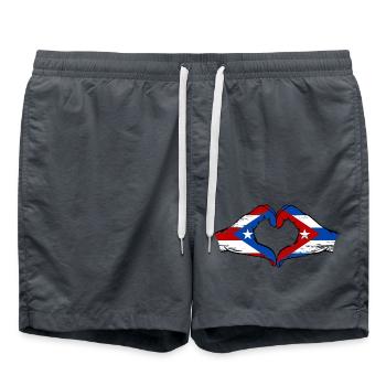 Puerto Rico Cuba Flag Hands Heart Shape Used - Swim Trunks - anthracite - Front - AI Model Male 185 light (185cm)