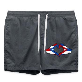 Puerto Rico Cuba Flag Hands Heart Shape - Swim Trunks - anthracite - Front - AI Model Male 185 light (185cm)