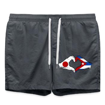 Japon Cuba Drapeau Mains Coeur Forme Utilisé - Short de bain - charbon - Devant - AI Model Male 185 light (185cm)