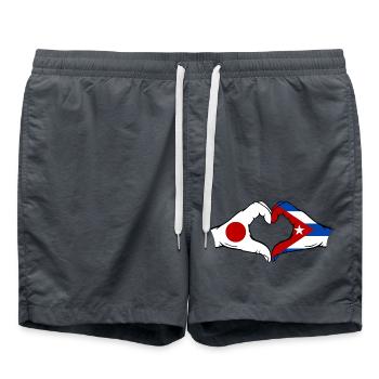 Japan Kuba Flagge Hände Herzform - Badeshorts - Anthrazit - Vorne - AI Model Male 185 light (185cm)
