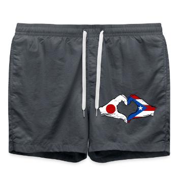 Japan Puerto Rico Flag Hands Heart Shape - Swim Trunks - anthracite - Front - AI Model Male 185 light (185cm)