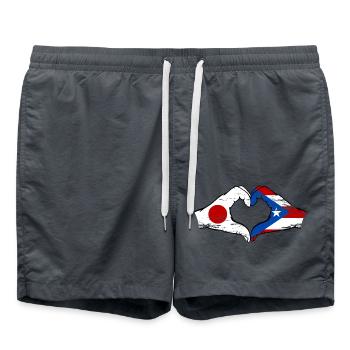 Japan Puerto Rico Flag Hands Heart Shape Used - Swim Trunks - anthracite - Front - AI Model Male 185 light (185cm)