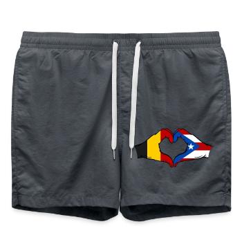 Belgien Puerto Rico Flagge Hände Herzform - Badeshorts - Anthrazit - Vorne - AI Model Male 185 light (185cm)