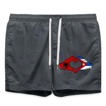 Albanien Kuba Flagge Hände Herzform used - Badeshorts - Anthrazit - Vorne - AI Model Male 185 light (185cm)