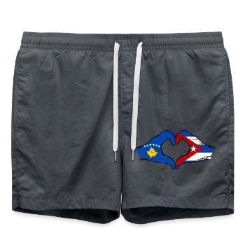 Kosovo Cuba Drapeau Mains Coeur Forme Utilisé - Short de bain - charbon - Devant - AI Model Male 185 light (185cm)