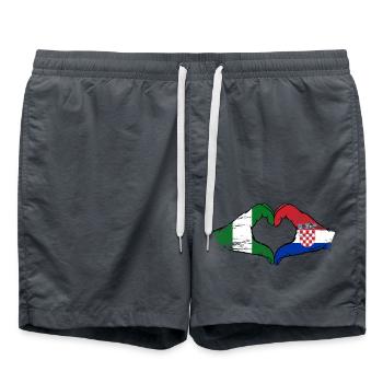 Nigeria Croatia Flag Hands Heart Shape Used - Swim Trunks - anthracite - Front - AI Model Male 185 light (185cm)