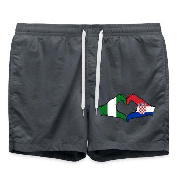 Nigeria France Flag Hands Heart Shape - Swim Trunks - anthracite - Front - AI Model Male 185 light (185cm)