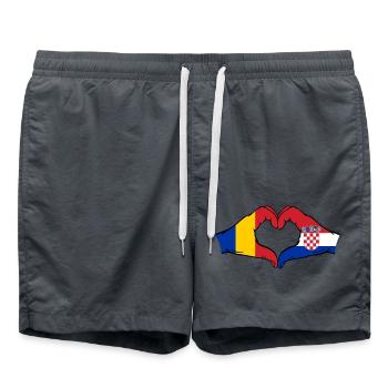 Roumanie Croatie Drapeau Mains Coeur Forme - Short de bain - charbon - Devant - AI Model Male 185 light (185cm)