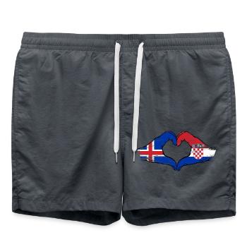 Island Kroatien Flagge Hände Herzform used - Badeshorts - Anthrazit - Vorne - AI Model Male 185 light (185cm)