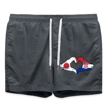 Japan Croatia Flag Hands Heart Shape Used - Swim Trunks - anthracite - Front - AI Model Male 185 light (185cm)