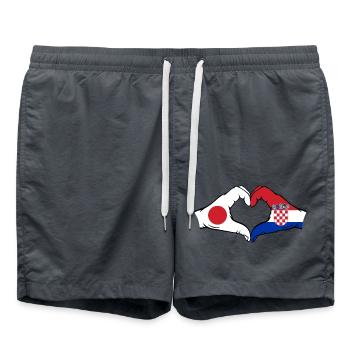 Japan Kroatien Flagge Hände Herzform - Badeshorts - Anthrazit - Vorne - AI Model Male 185 light (185cm)