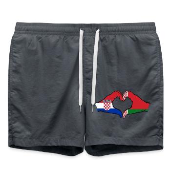 Kroatien Belarus Flagge Hände Herzform - Badeshorts - Anthrazit - Vorne - AI Model Male 185 light (185cm)