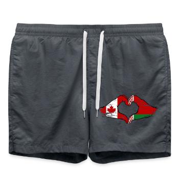 Canada Biélorussie drapeau mains forme de coeur utilisé - Short de bain - charbon - Devant - AI Model Male 185 light (185cm)