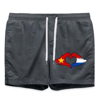 Vietnam Holland Flag Hands Heart Shape Used - Swim Trunks - anthracite - Front - AI Model Male 185 light (185cm)