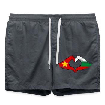 Vietnam Bulgarie Drapeau Mains Coeur Forme Utilisé - Short de bain - charbon - Devant - AI Model Male 185 light (185cm)