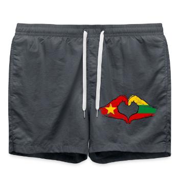 Vietnam Lituanie drapeau mains forme de coeur utilisé - Short de bain - charbon - Devant - AI Model Male 185 light (185cm)