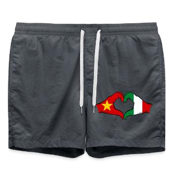 Vietnam Italien Flagge Hände Herzform - Badeshorts - Anthrazit - Vorne - AI Model Male 185 light (185cm)